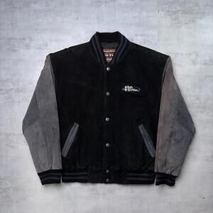 Vintage No Fear Grunge Suede Quilted Skater Bomber Jacket